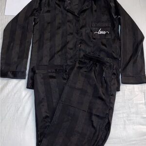 Black Striped Pajama Set